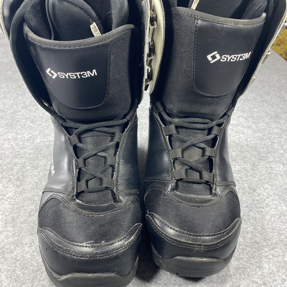 System APX Men's Snowboard Boots Black/White Size 11-Lace Up- Protective~